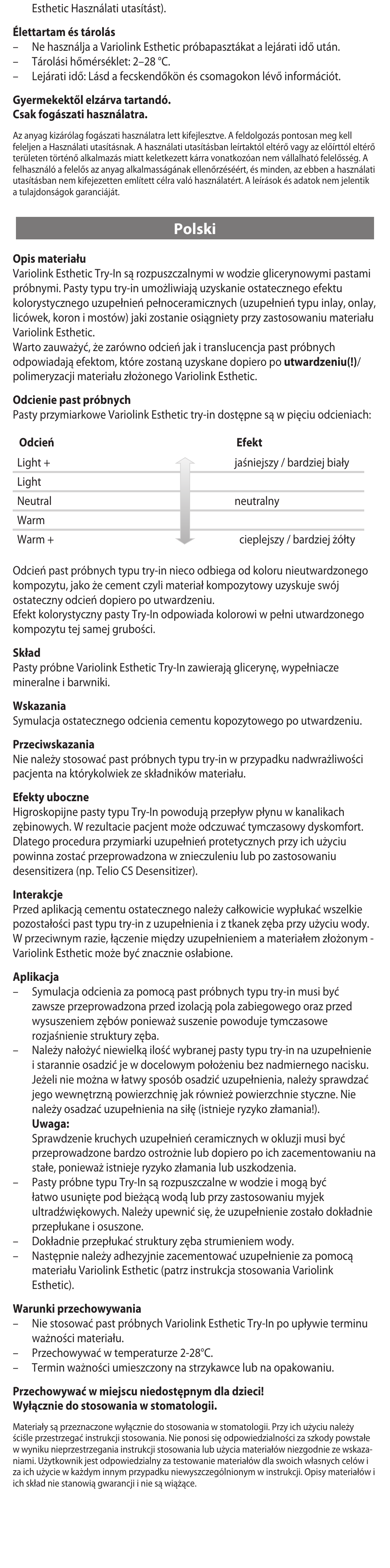 Polski | Ivoclar Vivadent Variolink Esthetic Try-In Paste User Manual | Page 16 / 24
