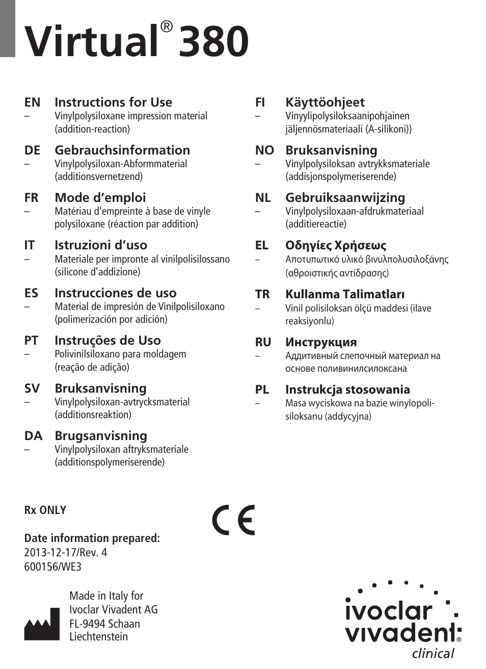 Ivoclar Vivadent Virtual 380 User Manual | 64 pages