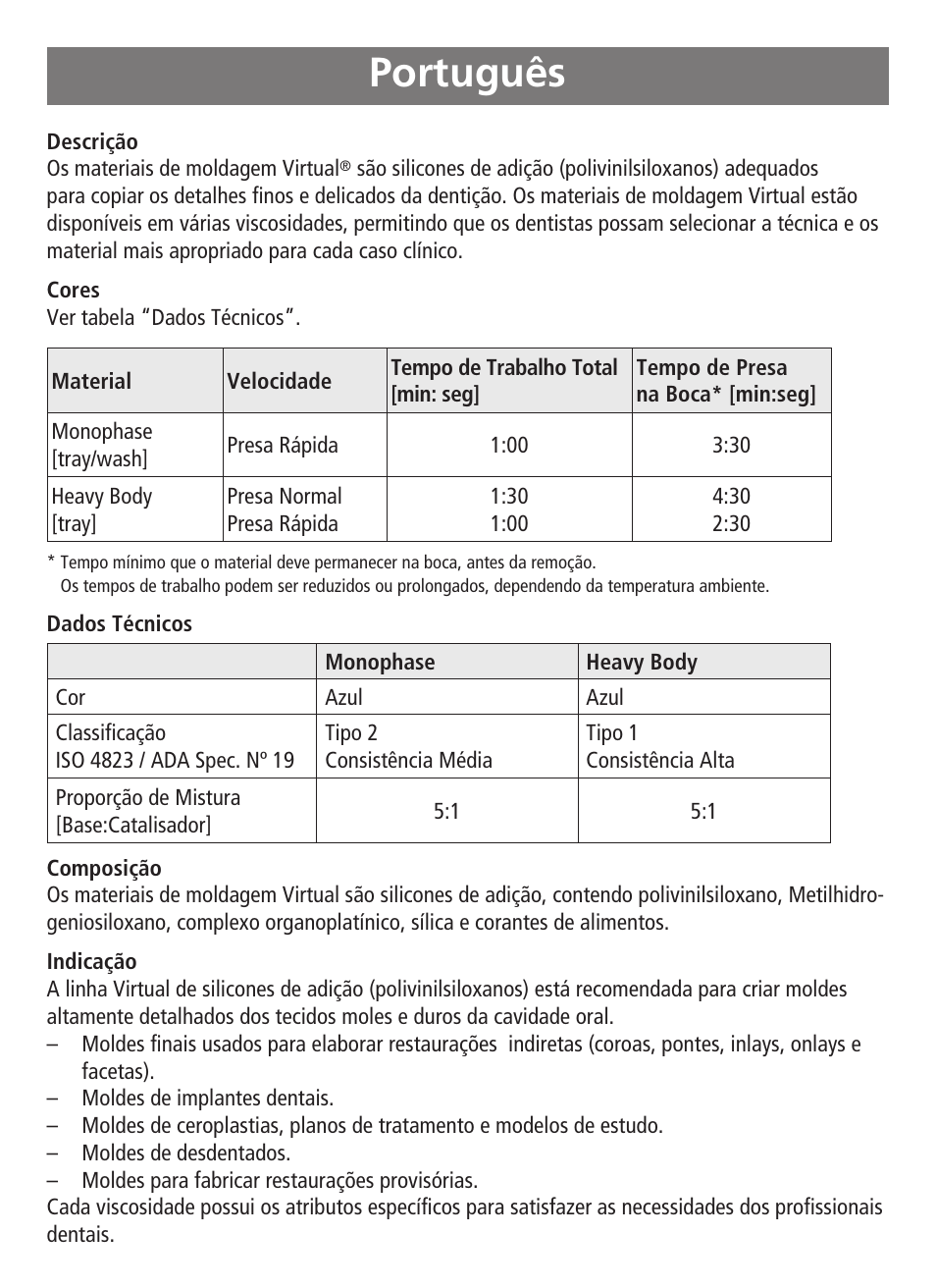 Português | Ivoclar Vivadent Virtual 380 User Manual | Page 22 / 64