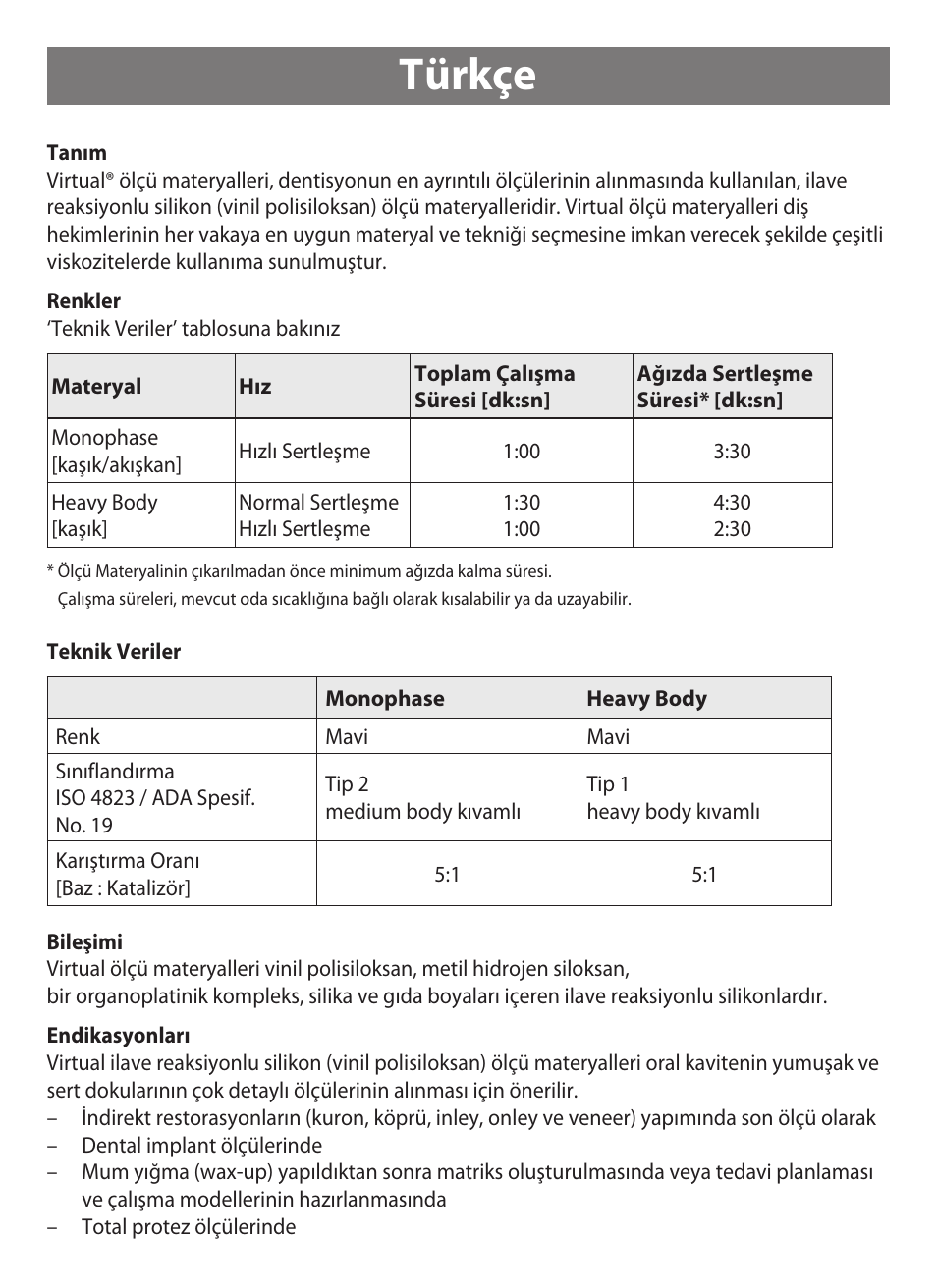 Türkçe | Ivoclar Vivadent Virtual 380 User Manual | Page 51 / 64