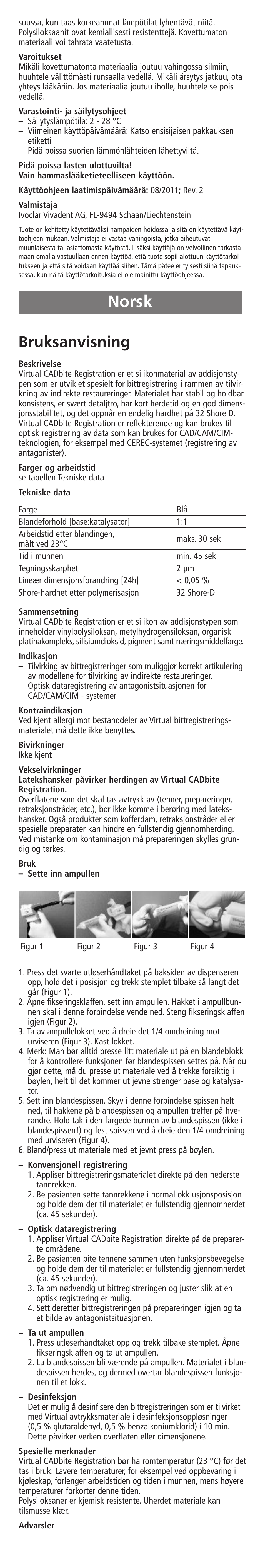 Norsk, Bruksanvisning | Ivoclar Vivadent Virtual CADbite Registration User Manual | Page 10 / 16