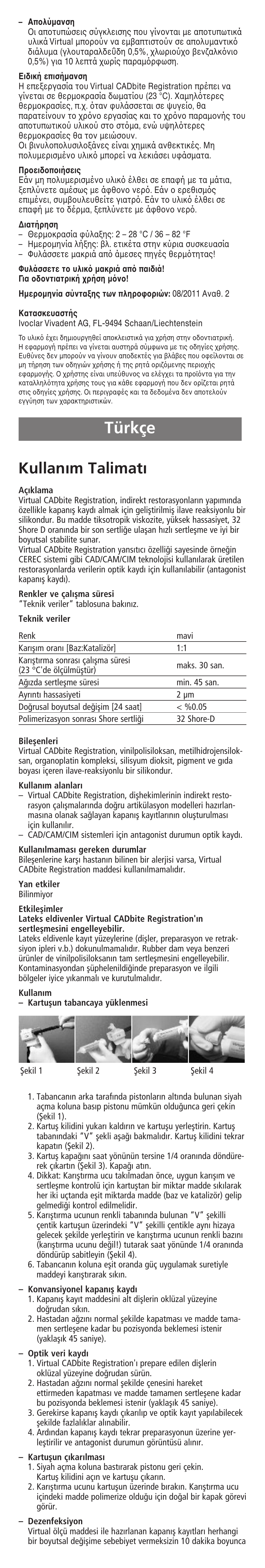 Türkçe, Kullanım talimatı | Ivoclar Vivadent Virtual CADbite Registration User Manual | Page 13 / 16