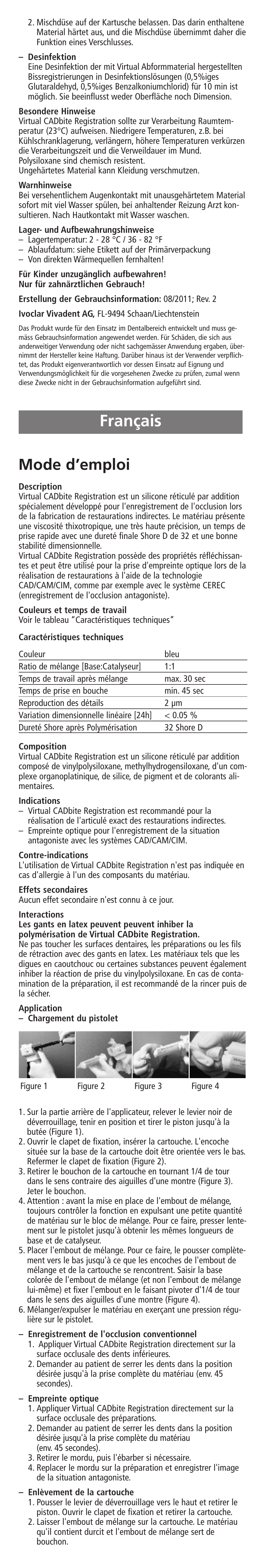 Français, Mode d’emploi | Ivoclar Vivadent Virtual CADbite Registration User Manual | Page 3 / 16