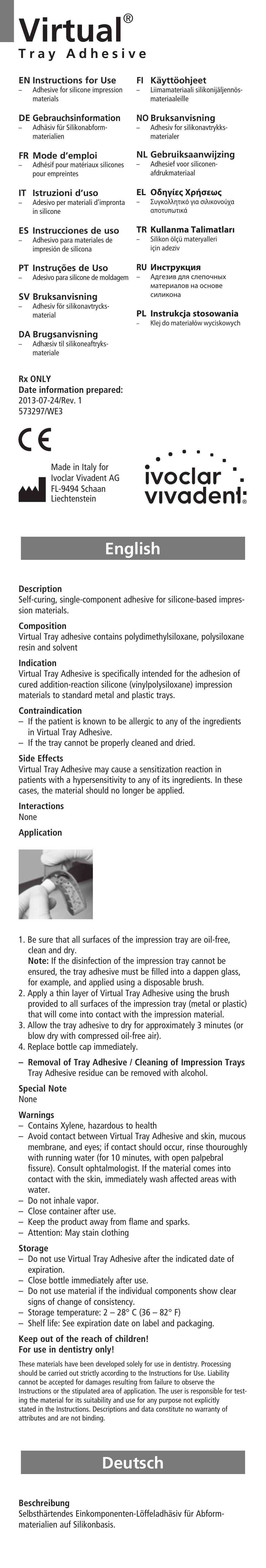 Ivoclar Vivadent Virtual Tray Adhesive User Manual | 12 pages