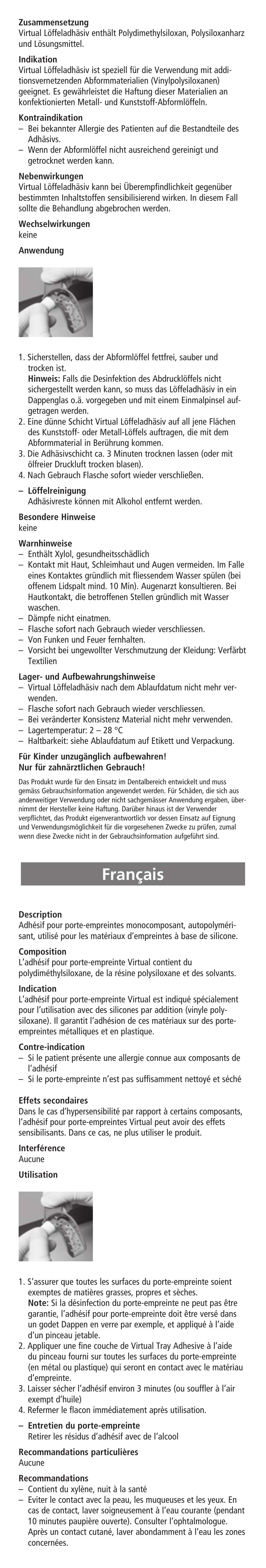 Français | Ivoclar Vivadent Virtual Tray Adhesive User Manual | Page 2 / 12