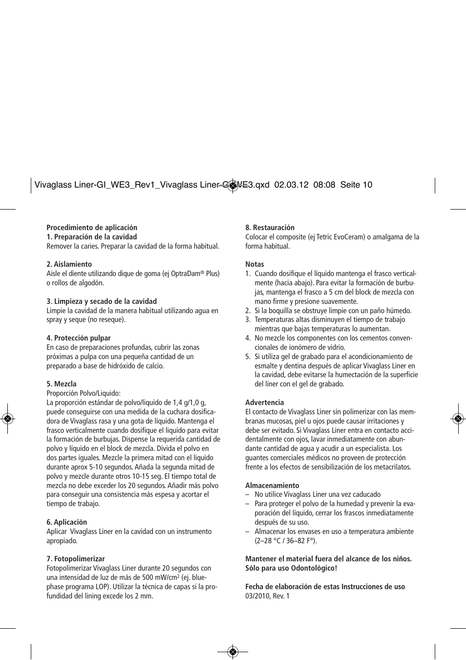 Ivoclar Vivadent Vivaglass Liner User Manual | Page 10 / 32