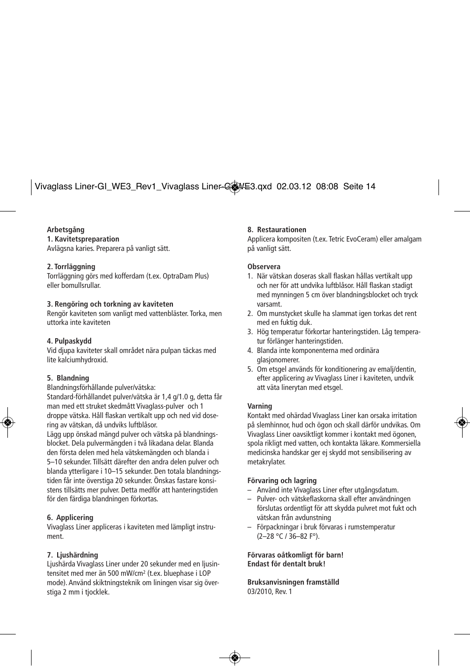 Ivoclar Vivadent Vivaglass Liner User Manual | Page 14 / 32