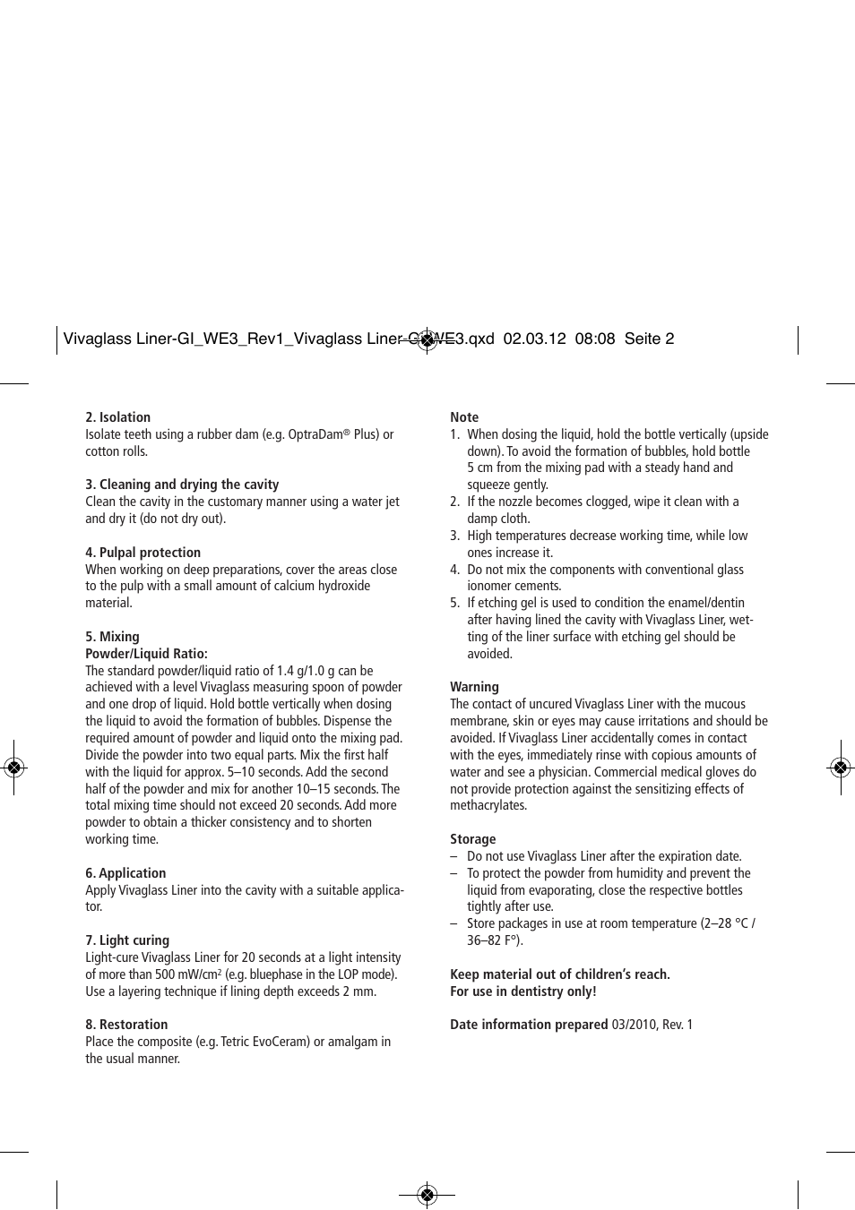 Ivoclar Vivadent Vivaglass Liner User Manual | Page 2 / 32