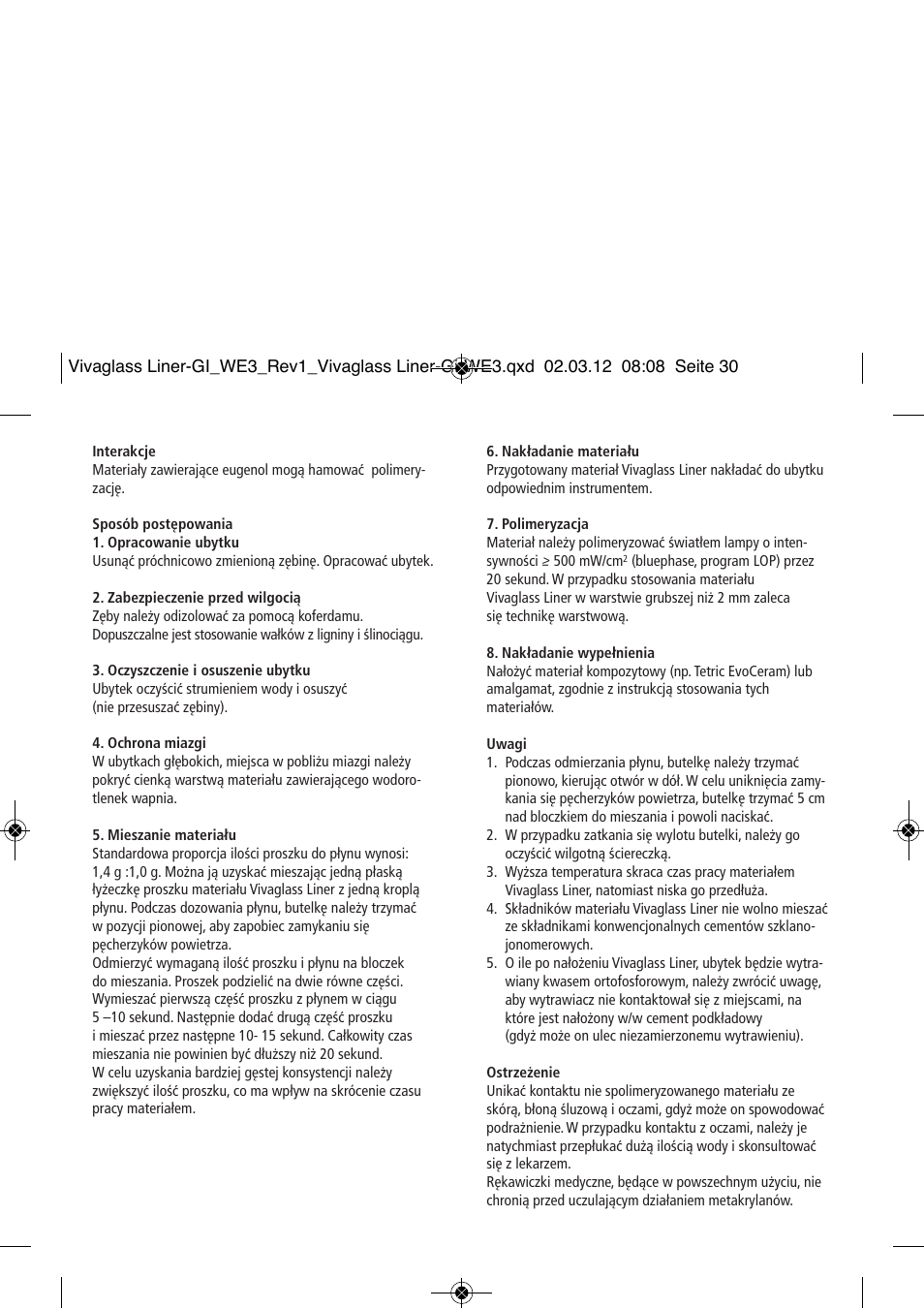 Ivoclar Vivadent Vivaglass Liner User Manual | Page 30 / 32