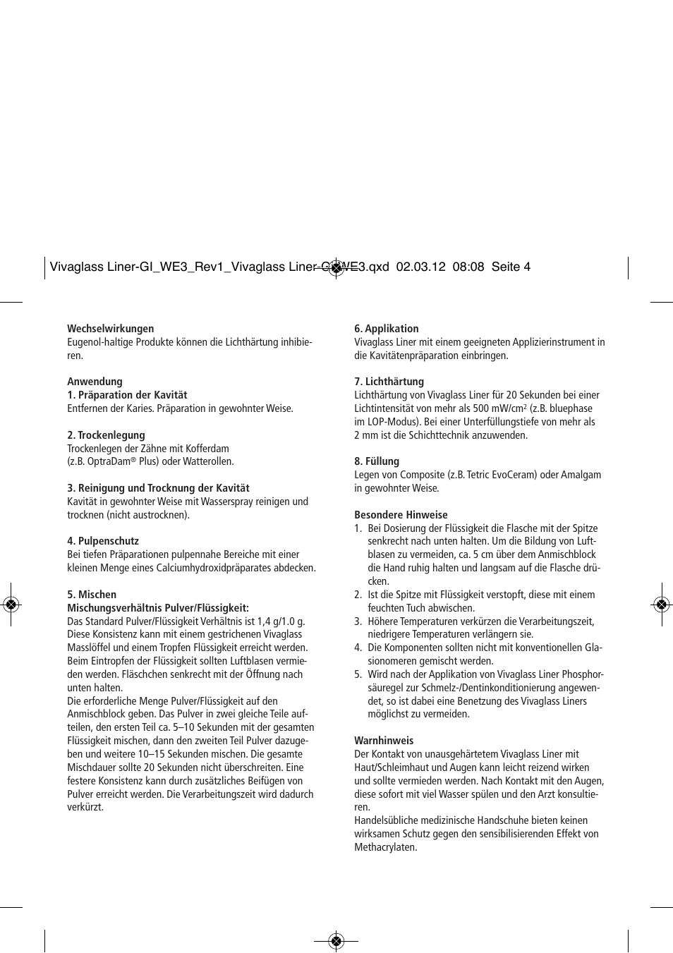 Ivoclar Vivadent Vivaglass Liner User Manual | Page 4 / 32