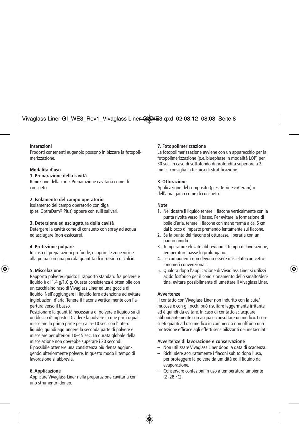 Ivoclar Vivadent Vivaglass Liner User Manual | Page 8 / 32