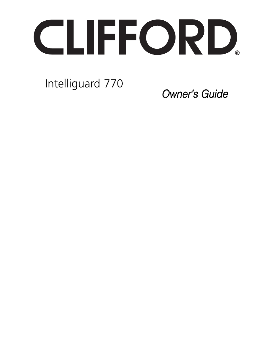 CLIFFORD 770 User Manual | 47 pages