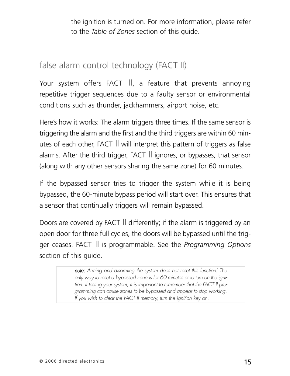 False alarm control technology (fact ii) | CLIFFORD 770 User Manual | Page 18 / 47