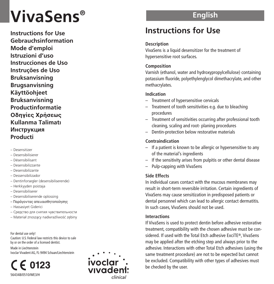 Ivoclar Vivadent VivaSens User Manual | 28 pages