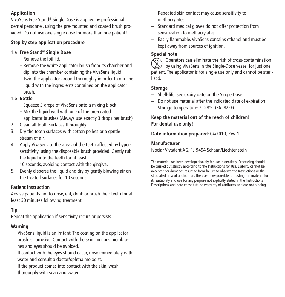 Ivoclar Vivadent VivaSens User Manual | Page 2 / 28