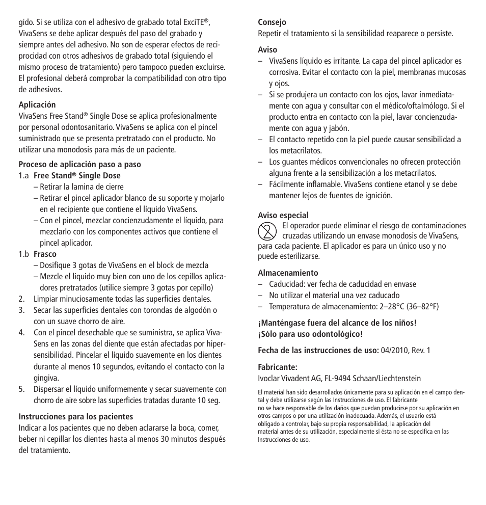 Ivoclar Vivadent VivaSens User Manual | Page 8 / 28