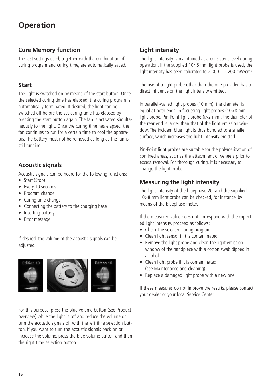 Operation | Ivoclar Vivadent Bluephase 20i v.5 User Manual | Page 14 / 91