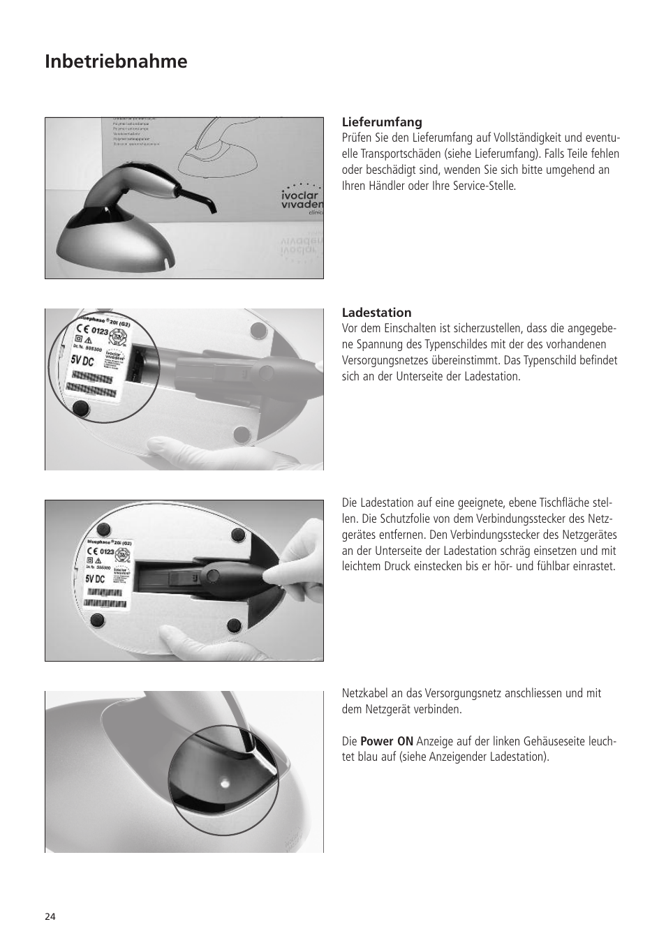 Inbetriebnahme | Ivoclar Vivadent Bluephase 20i v.5 User Manual | Page 22 / 91