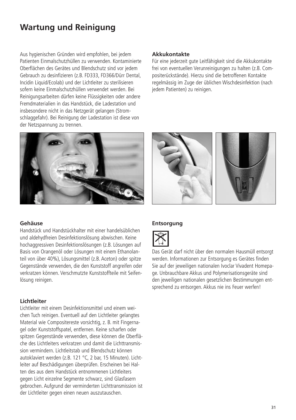 Wartung und reinigung | Ivoclar Vivadent Bluephase 20i v.5 User Manual | Page 29 / 91