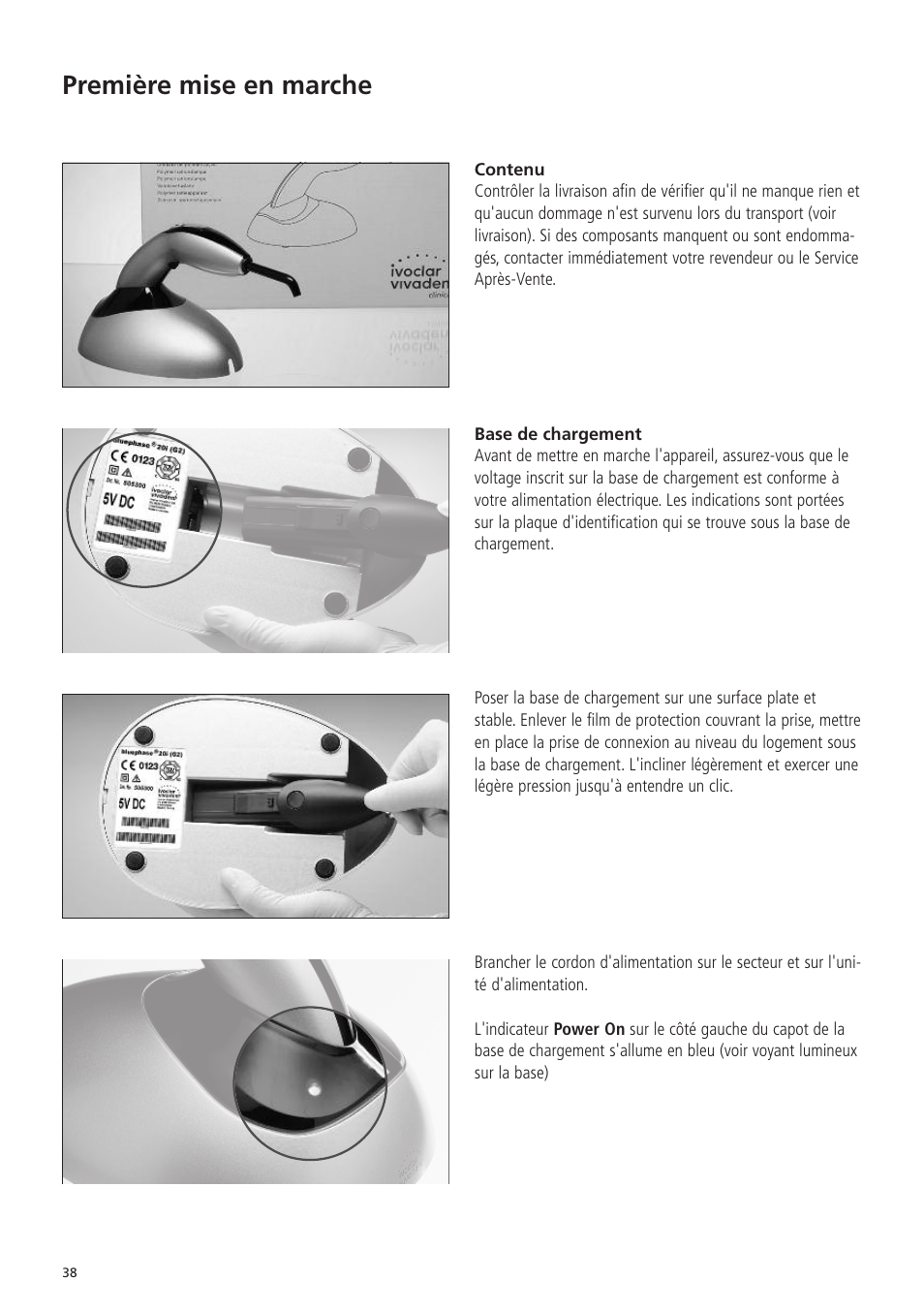Première mise en marche | Ivoclar Vivadent Bluephase 20i v.5 User Manual | Page 36 / 91