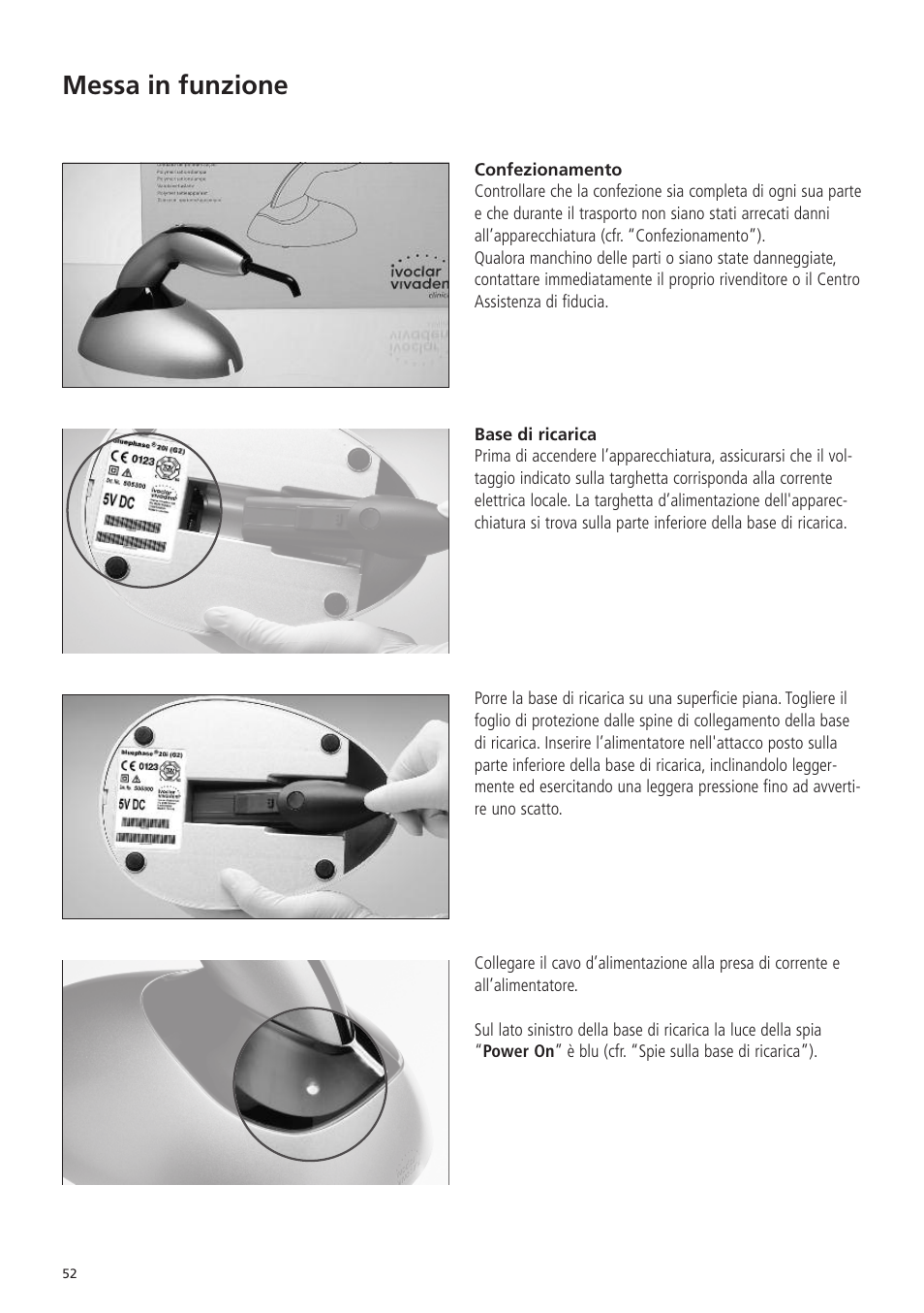Messa in funzione | Ivoclar Vivadent Bluephase 20i v.5 User Manual | Page 50 / 91