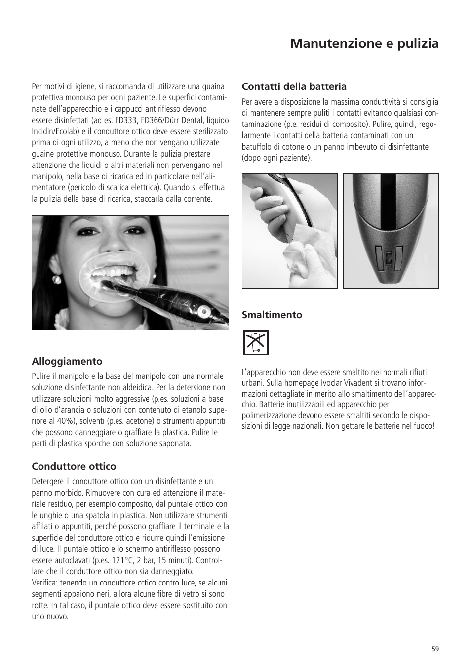 Manutenzione e pulizia | Ivoclar Vivadent Bluephase 20i v.5 User Manual | Page 57 / 91