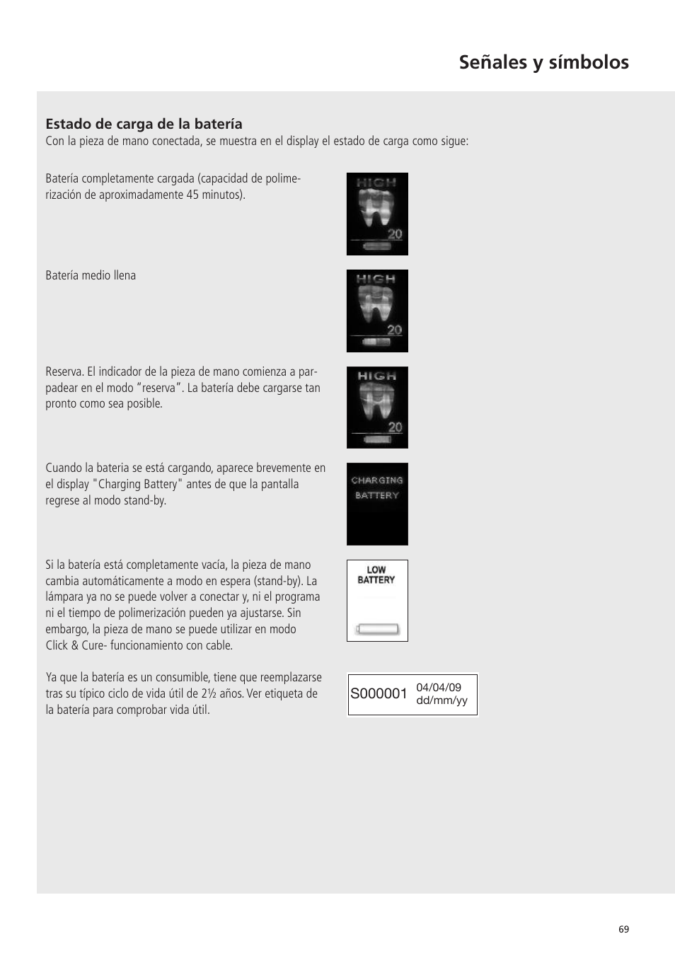 Señales y símbolos | Ivoclar Vivadent Bluephase 20i v.5 User Manual | Page 67 / 91