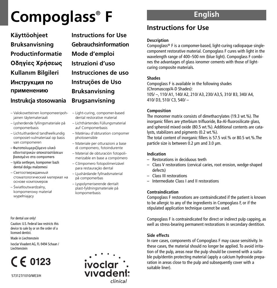 Ivoclar Vivadent Compoglass F v.2 User Manual | 32 pages