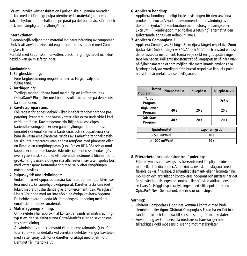 Ivoclar Vivadent Compoglass F v.2 User Manual | Page 14 / 32