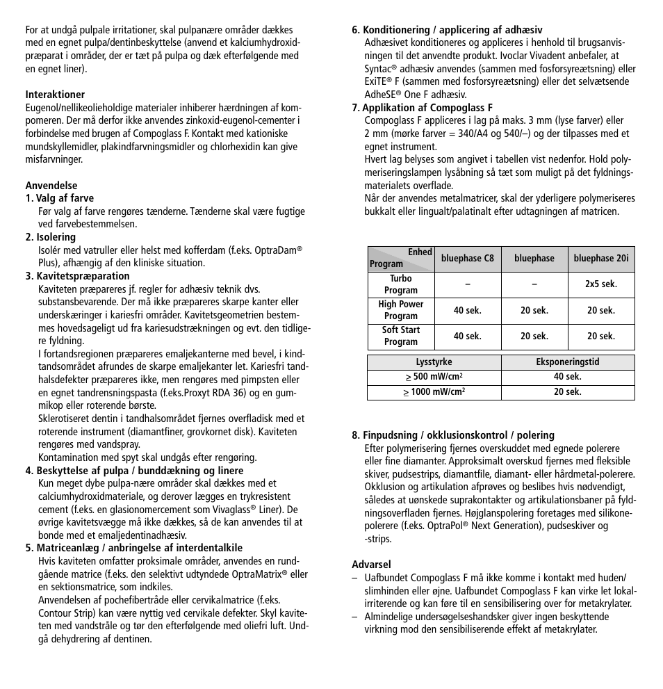 Ivoclar Vivadent Compoglass F v.2 User Manual | Page 16 / 32