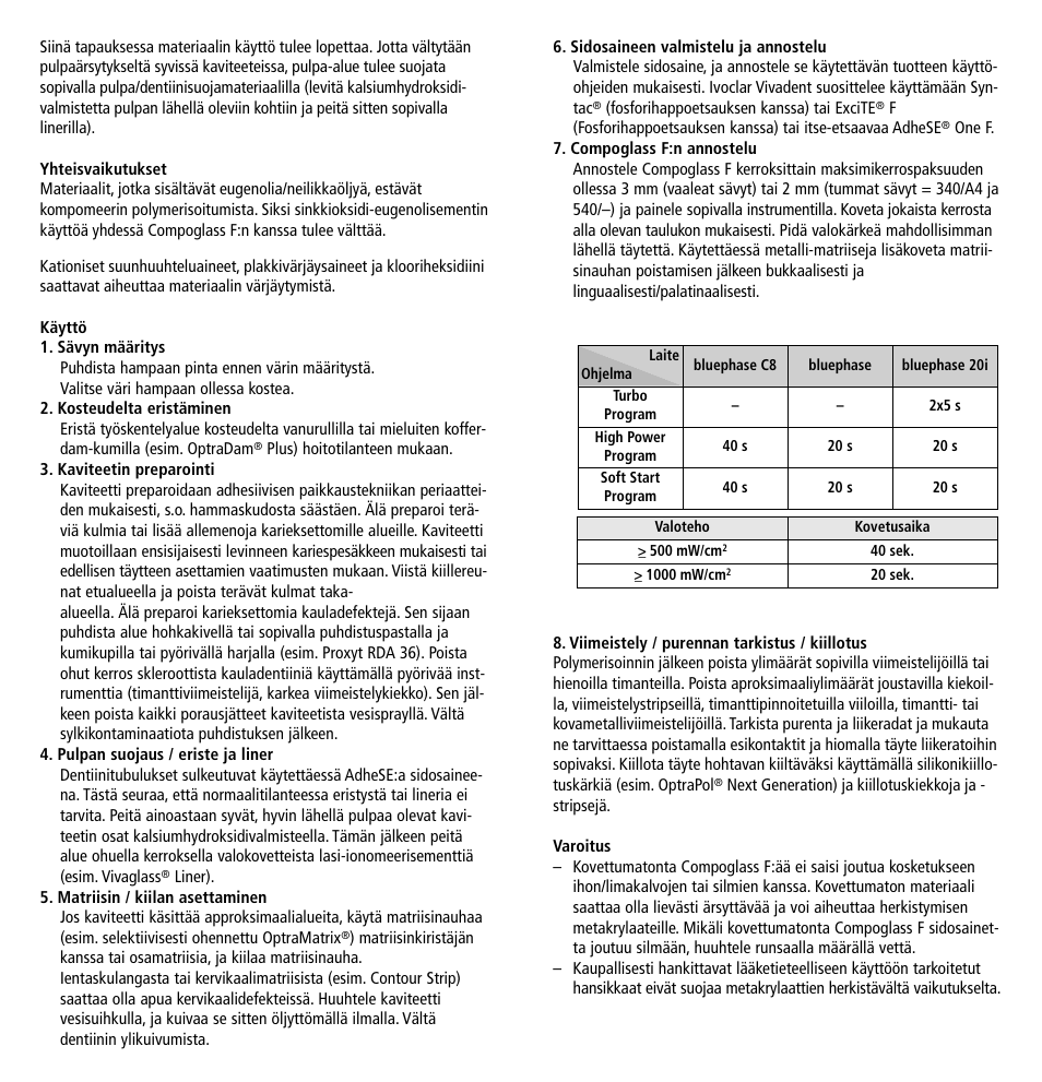 Ivoclar Vivadent Compoglass F v.2 User Manual | Page 18 / 32