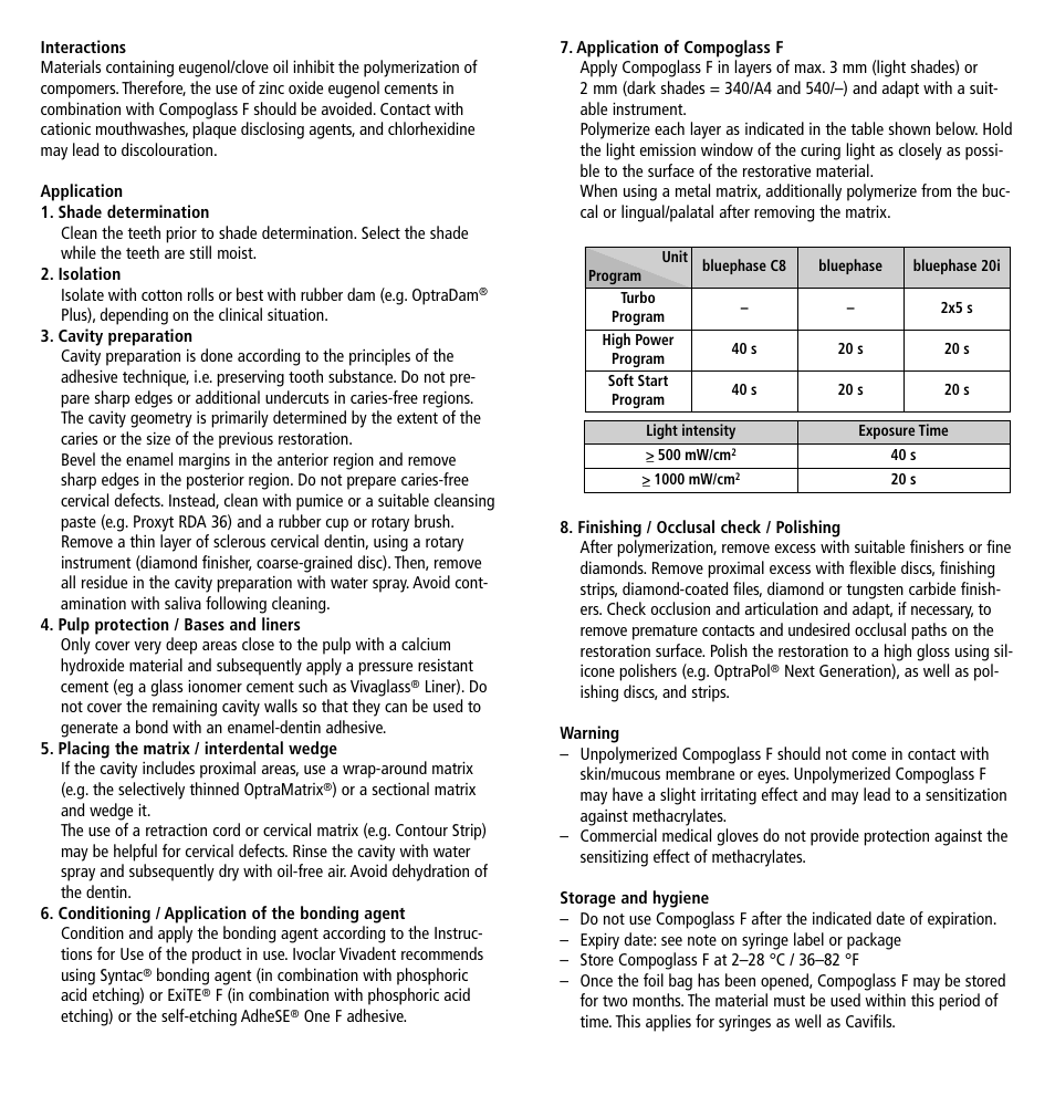 Ivoclar Vivadent Compoglass F v.2 User Manual | Page 2 / 32