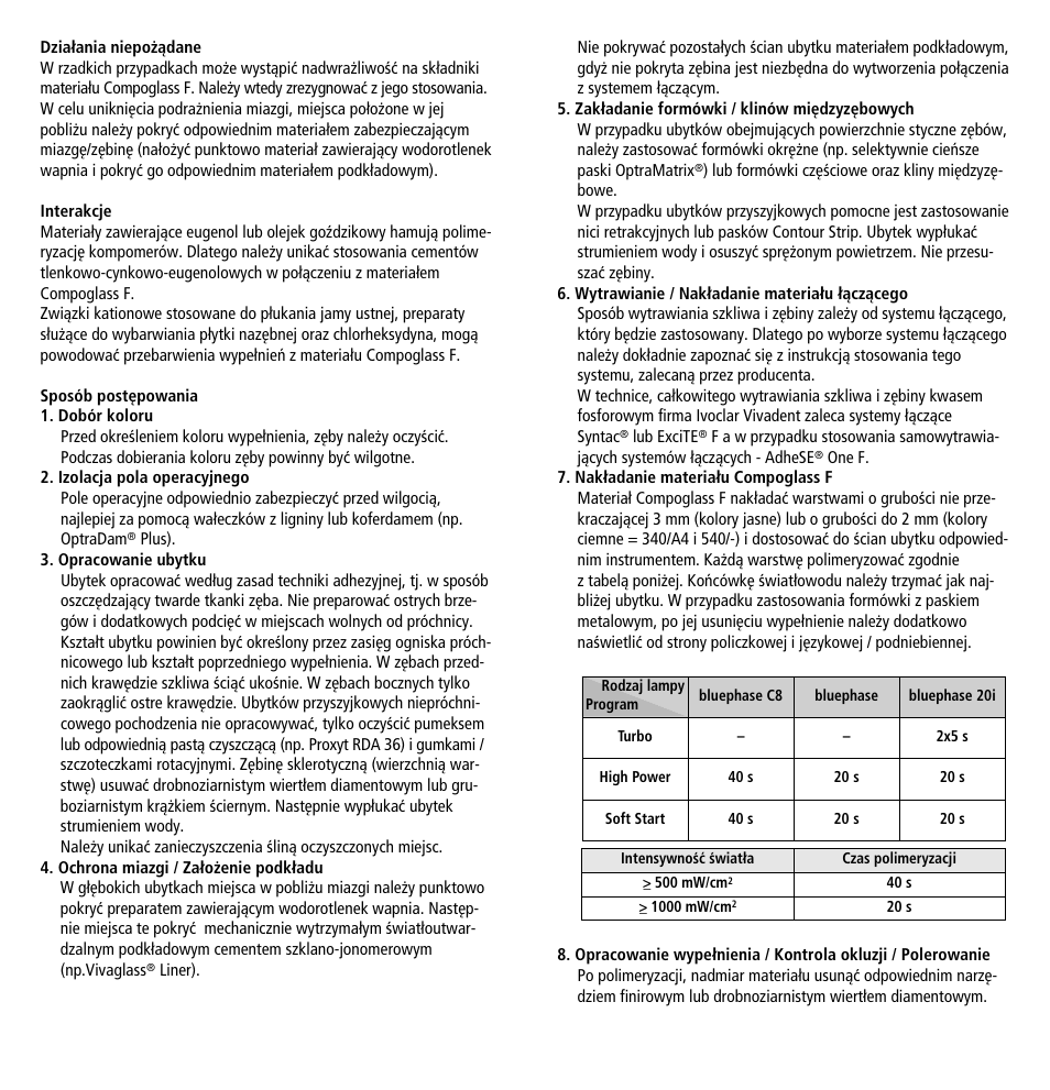 Ivoclar Vivadent Compoglass F v.2 User Manual | Page 30 / 32