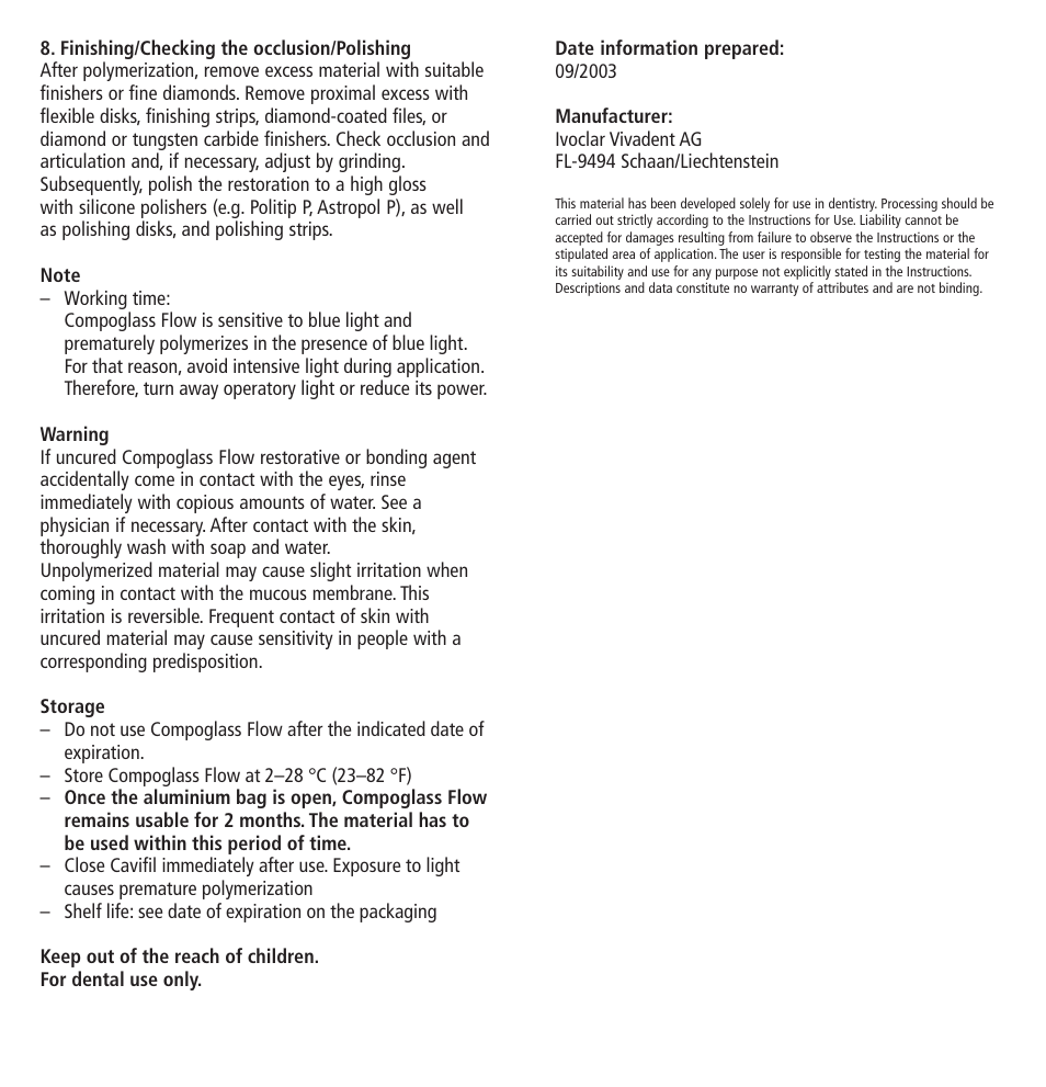Ivoclar Vivadent Compoglass Flow v.1.pdf User Manual | Page 3 / 32