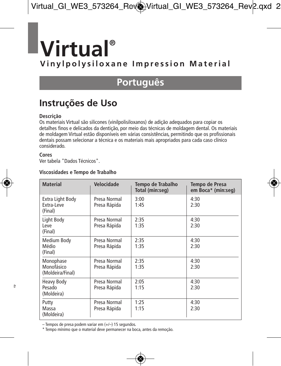 Português, Virtual, Instruções de uso | Ivoclar Vivadent Virtual v.3 User Manual | Page 27 / 80