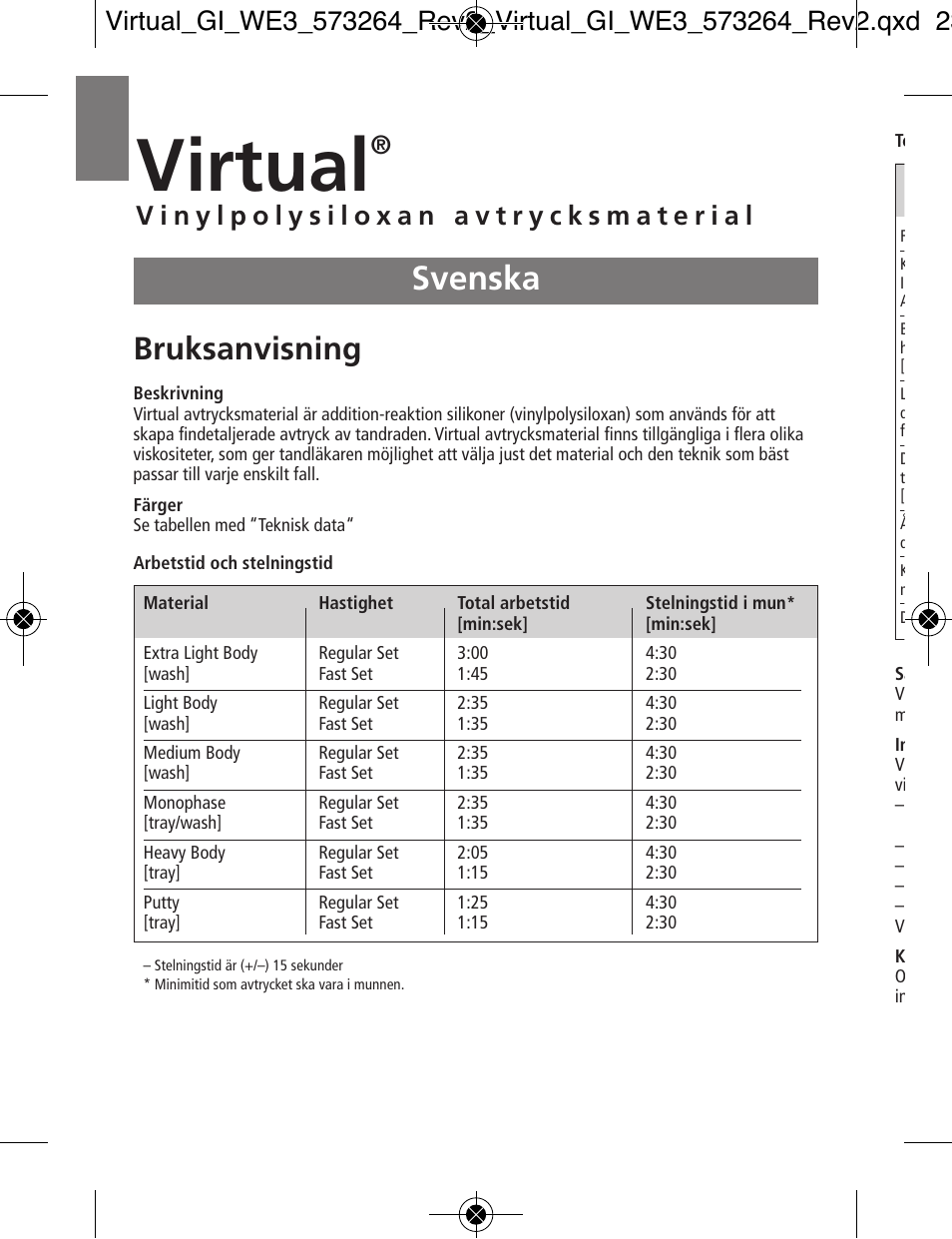 Svenska, Virtual, Bruksanvisning | Ivoclar Vivadent Virtual v.3 User Manual | Page 32 / 80