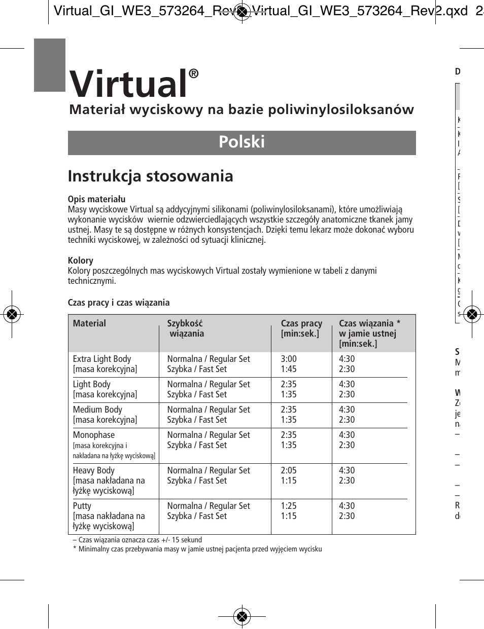 Polski, Virtual, Instrukcja stosowania | Ivoclar Vivadent Virtual v.3 User Manual | Page 74 / 80