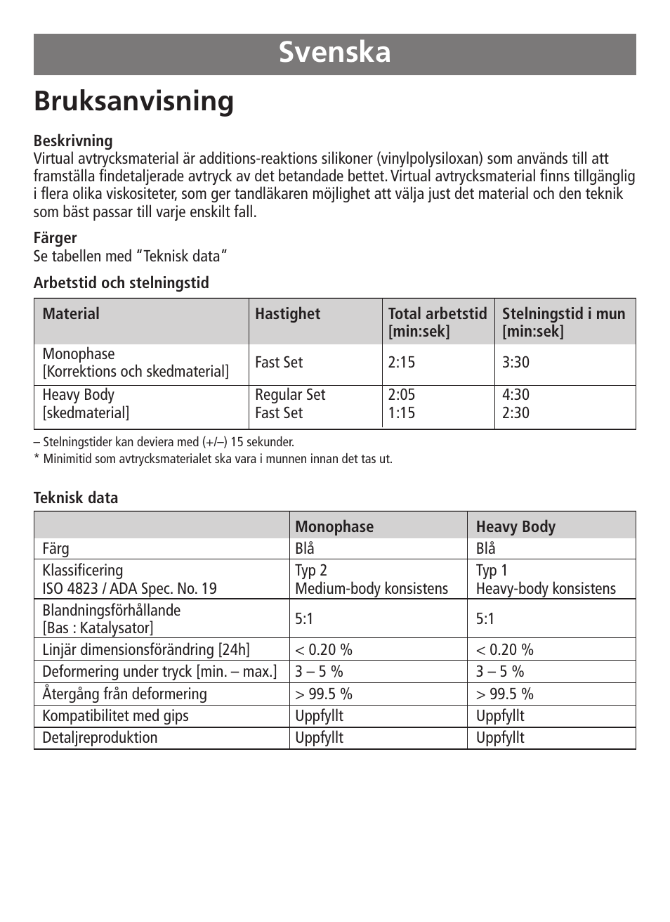 Svenska, Bruksanvisning | Ivoclar Vivadent Virtual 380 v.3 User Manual | Page 26 / 64