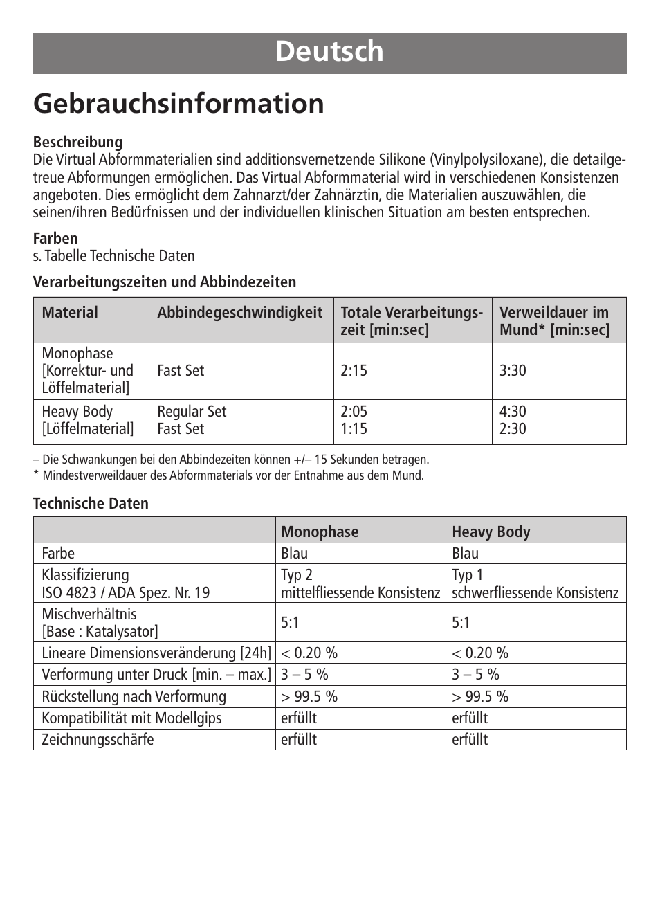 Deutsch, Gebrauchsinformation | Ivoclar Vivadent Virtual 380 v.3 User Manual | Page 6 / 64