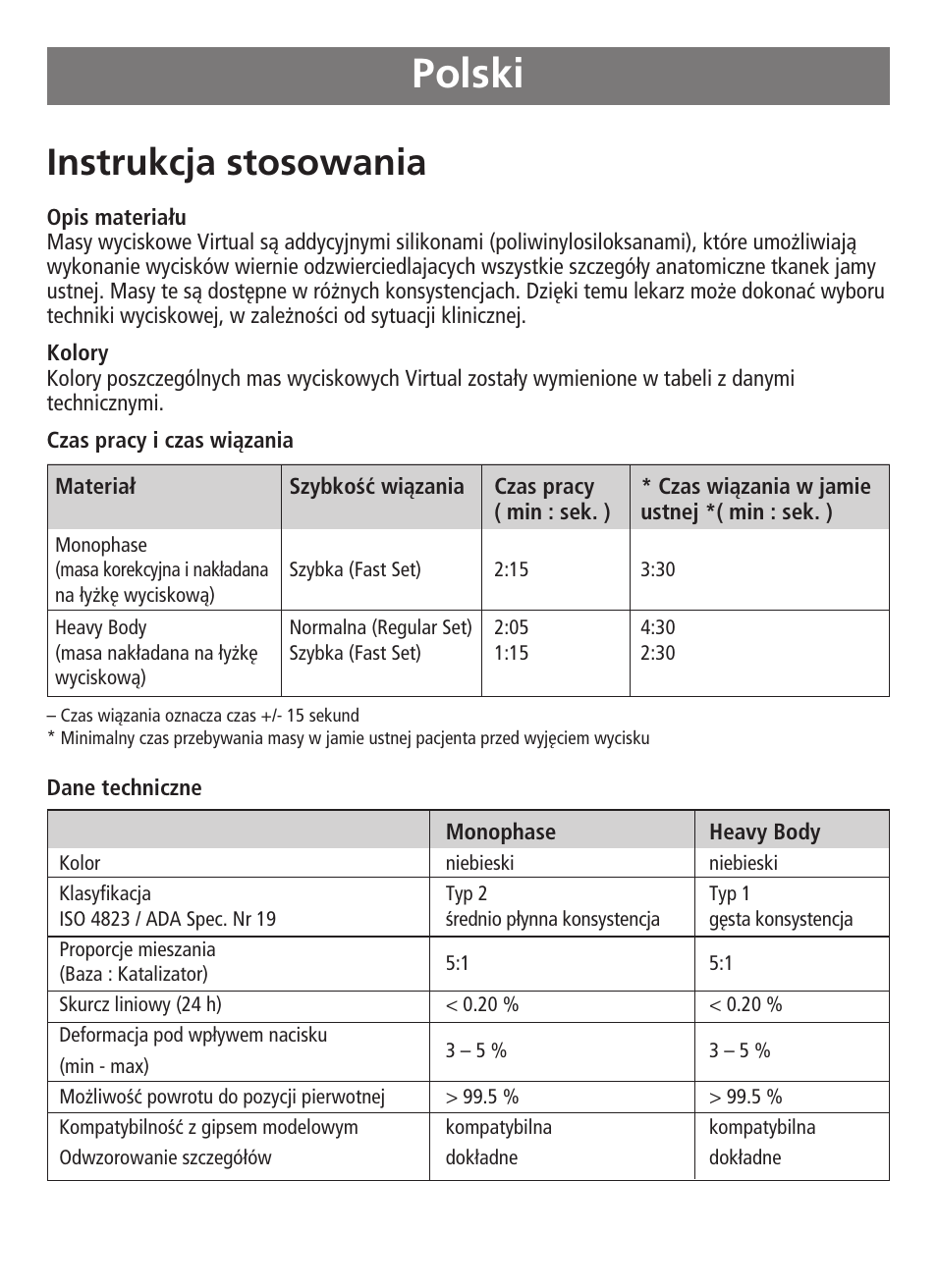 Polski, Instrukcja stosowania | Ivoclar Vivadent Virtual 380 v.3 User Manual | Page 60 / 64