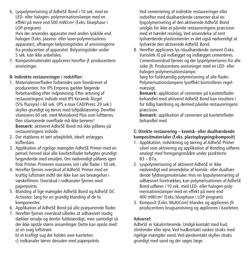 Ivoclar Vivadent AdheSE v.3 User Manual | Page 20 / 41