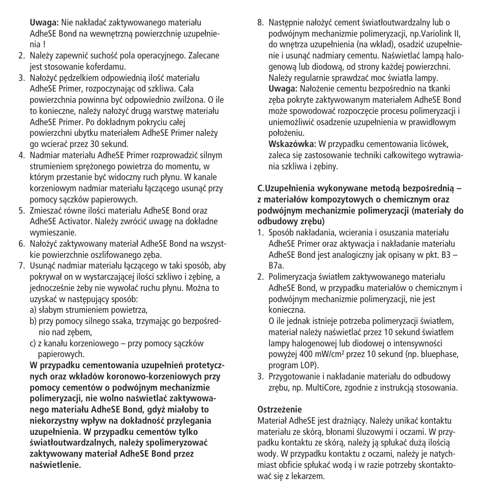 Ivoclar Vivadent AdheSE v.3 User Manual | Page 39 / 41