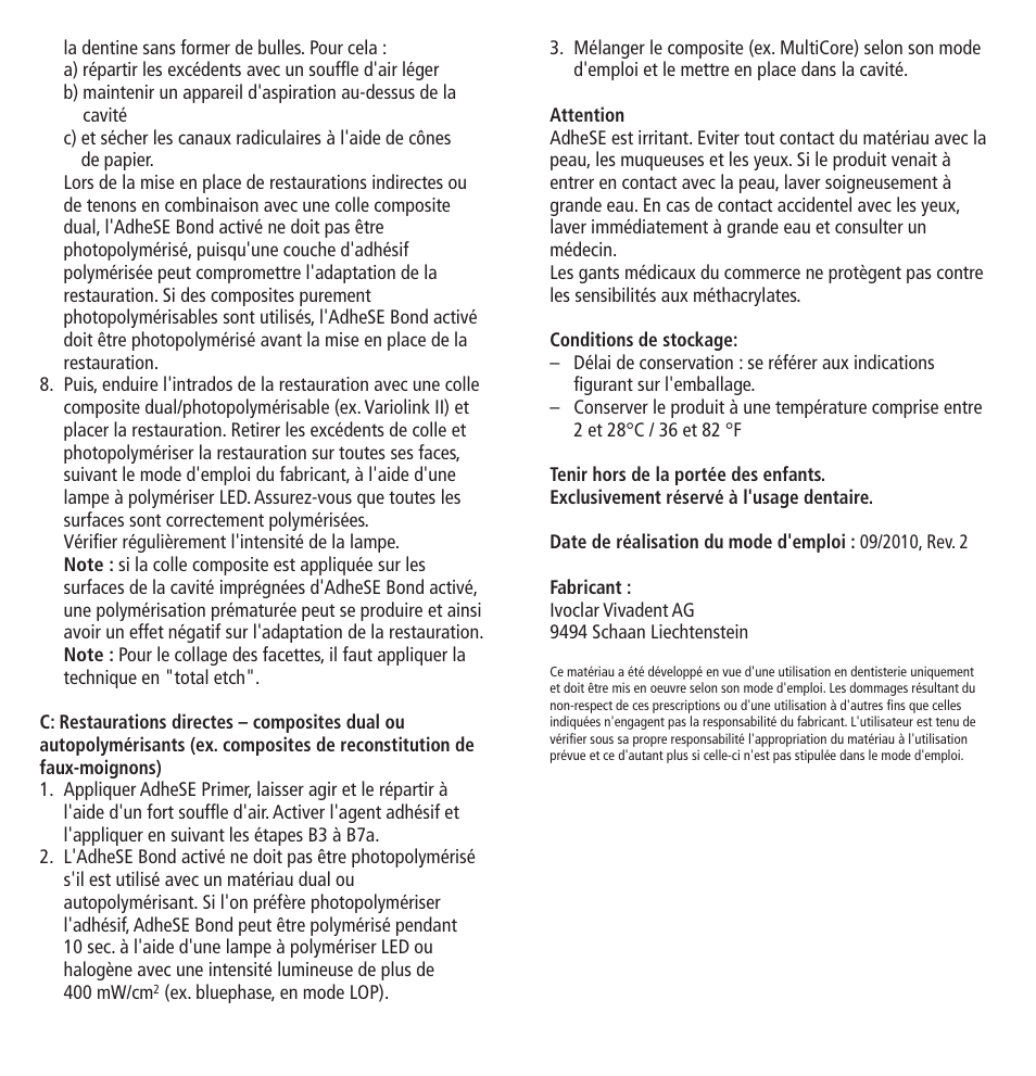 Ivoclar Vivadent AdheSE v.3 User Manual | Page 8 / 41