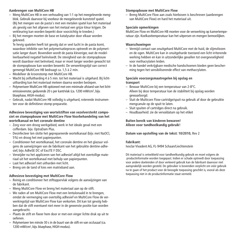 Ivoclar Vivadent MultiCore v.2 User Manual | Page 28 / 40