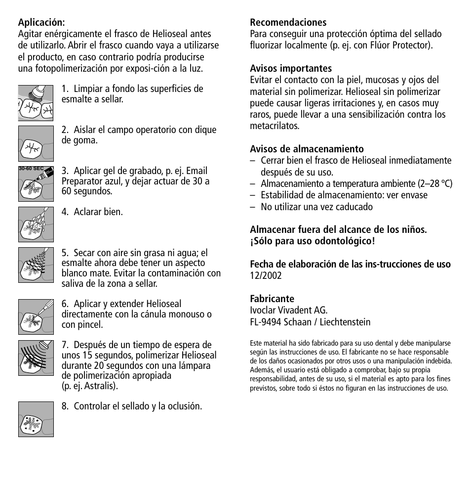 Ivoclar Vivadent Helioseal v.1 User Manual | Page 8 / 20