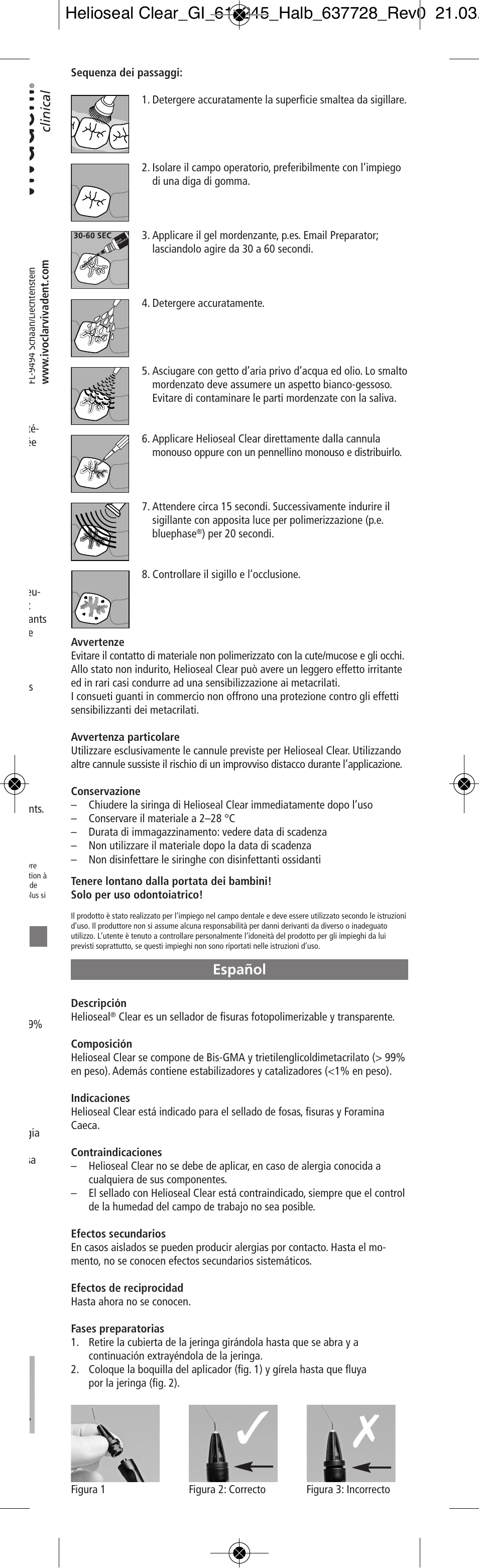 Español | Ivoclar Vivadent Helioseal Clear v.2 User Manual | Page 5 / 18