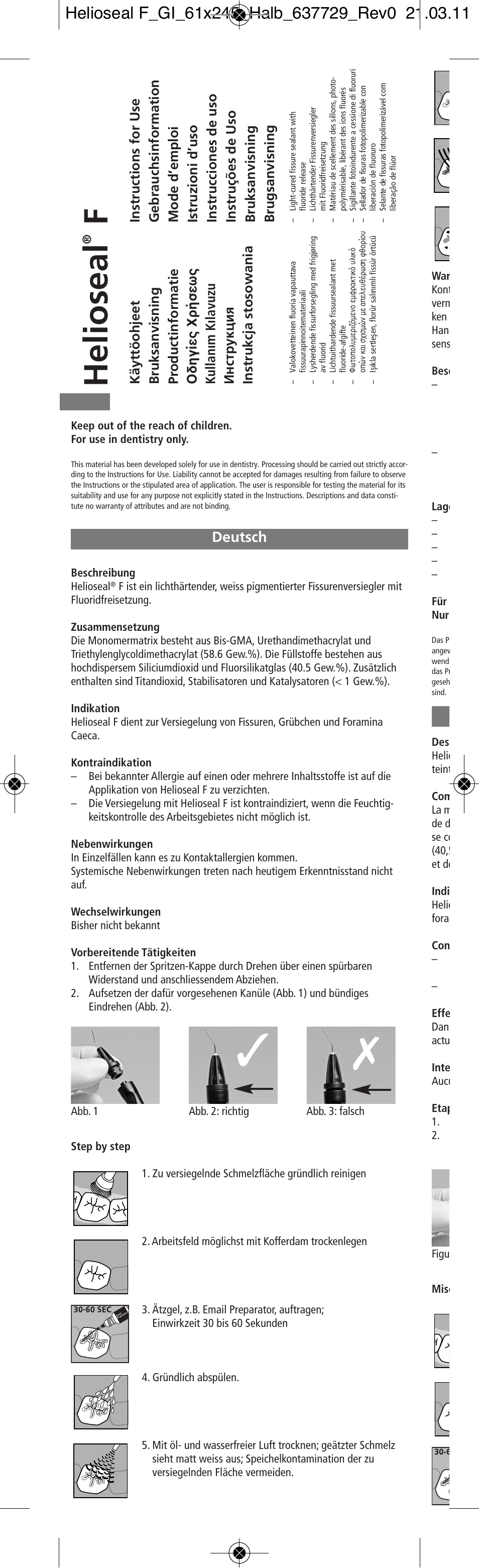Deutsch, He li o se a l | Ivoclar Vivadent Helioseal F v.2 User Manual | Page 2 / 20