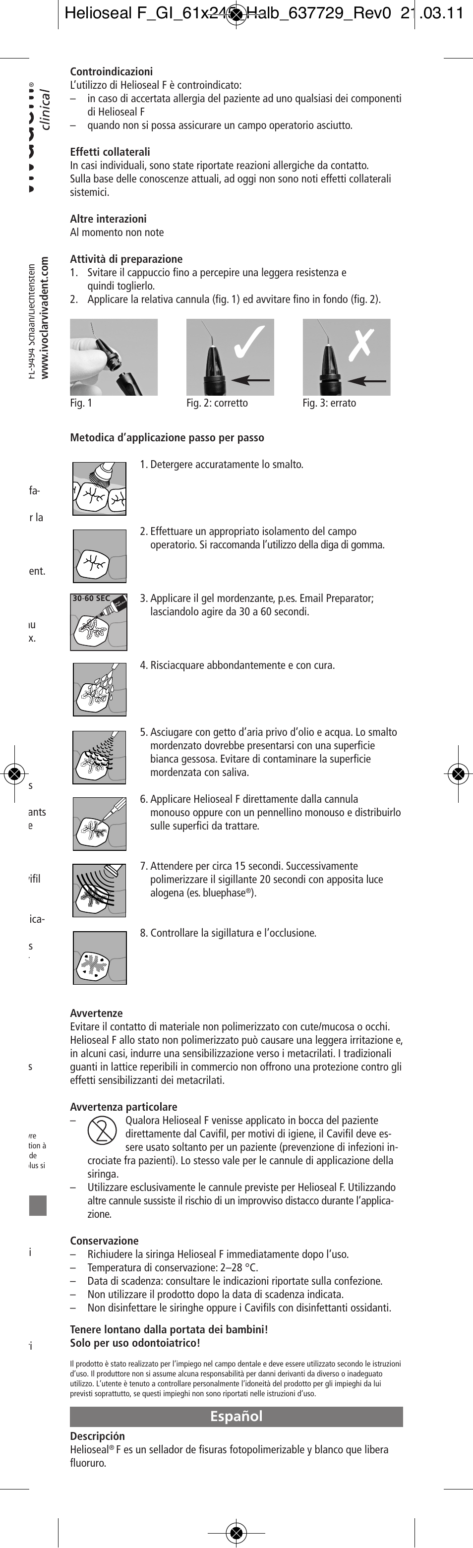 Italiano, Español | Ivoclar Vivadent Helioseal F v.2 User Manual | Page 5 / 20