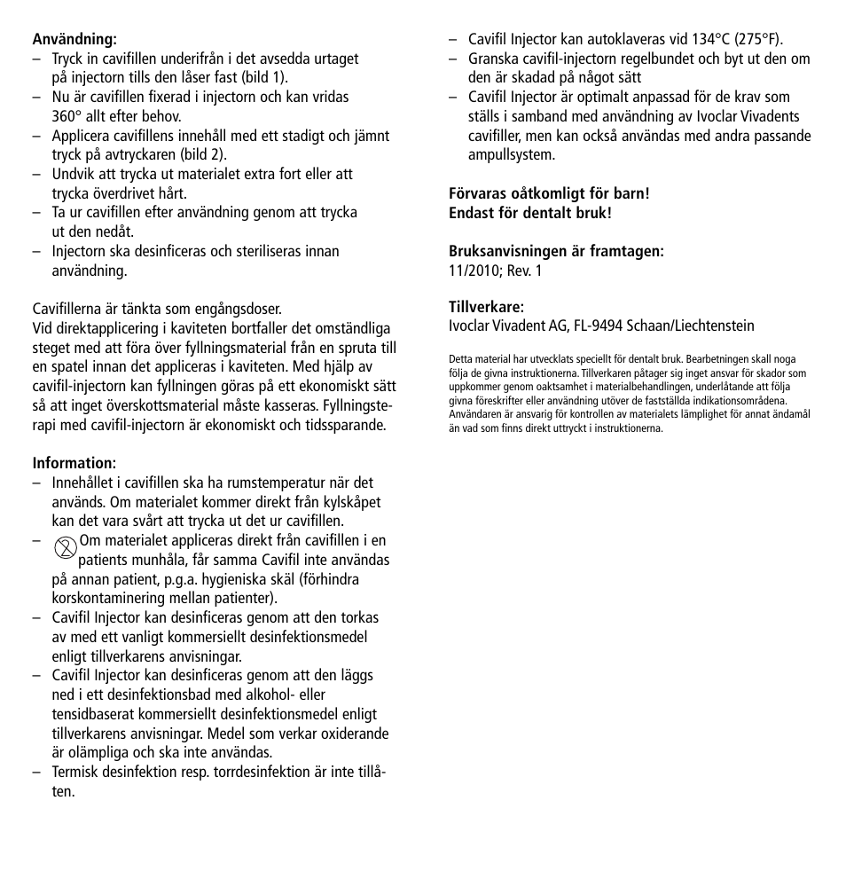 Ivoclar Vivadent Cavifil Injector v.2 User Manual | Page 11 / 24