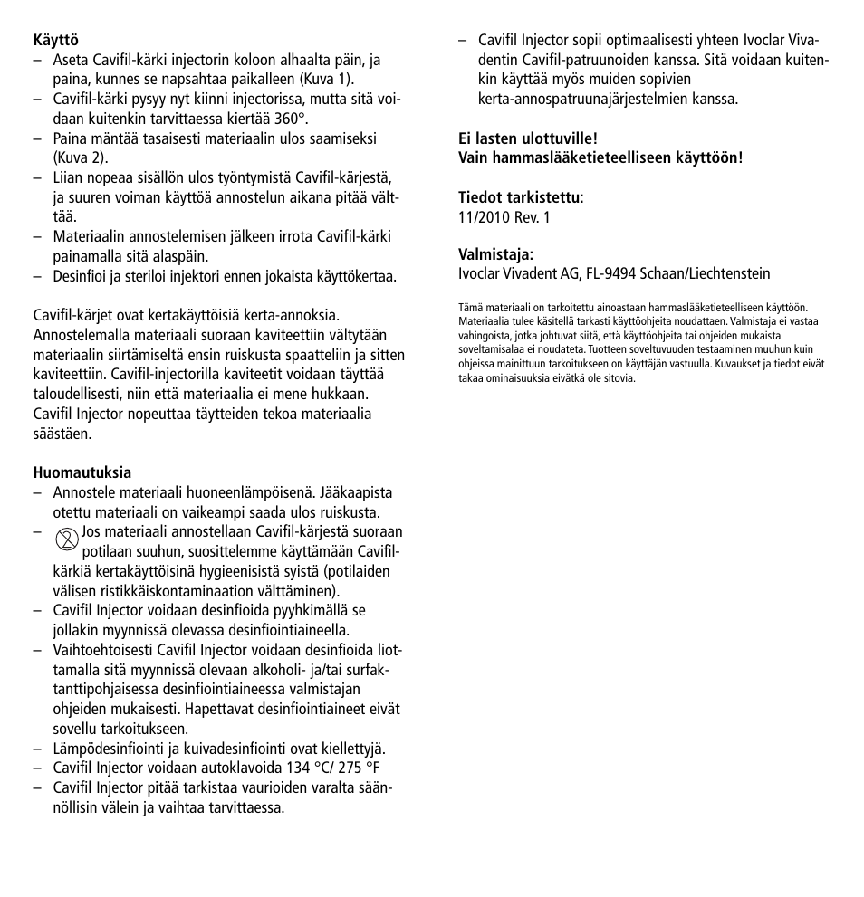 Ivoclar Vivadent Cavifil Injector v.2 User Manual | Page 14 / 24